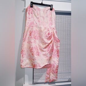 mini floral adjustable strapless pink mini dress!!